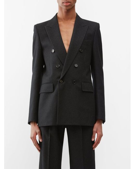 Saint Laurent Double-breasted Pinstriped Suit Jacket