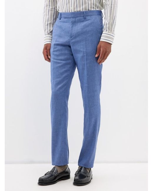 Paul Smith Flat-front Linen-blend Suit Trousers