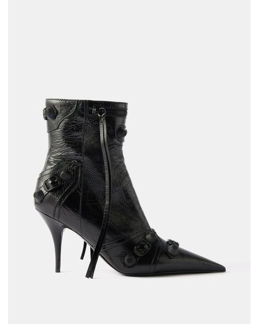 Balenciaga Cagole 90 Studded Leather Ankle Boots