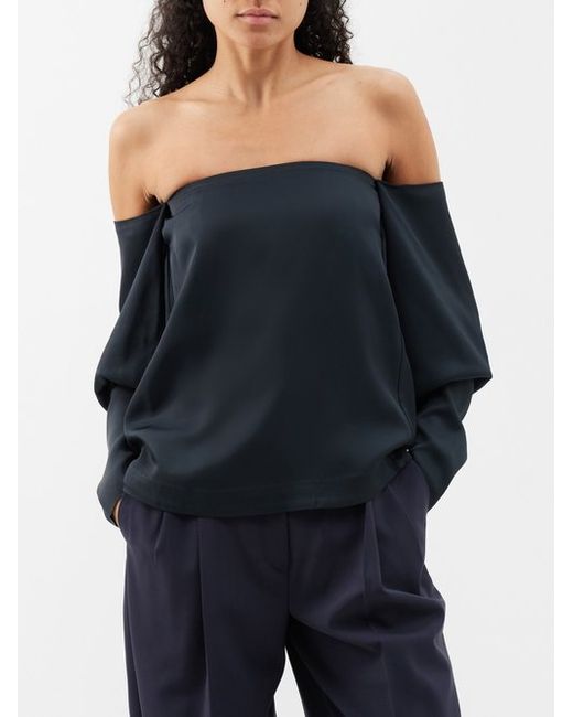 By Malene Birger Marela Off-the-shoulder Twill Top