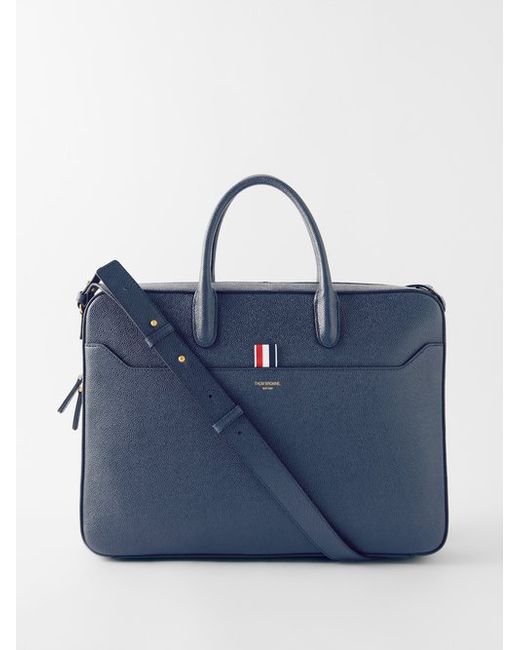 Thom Browne Three Stripe Grained Leather Briefcase