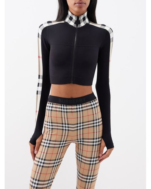 Burberry Cropped Check-trim Jersey Track Jacket