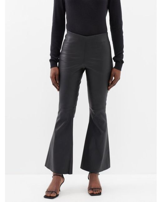 By Malene Birger Evyline High-rise Flared Leather Trousers
