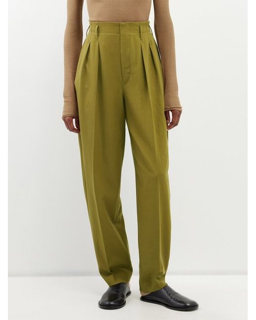 Lemaire Pleated Wool-gabardine Tapered Trousers