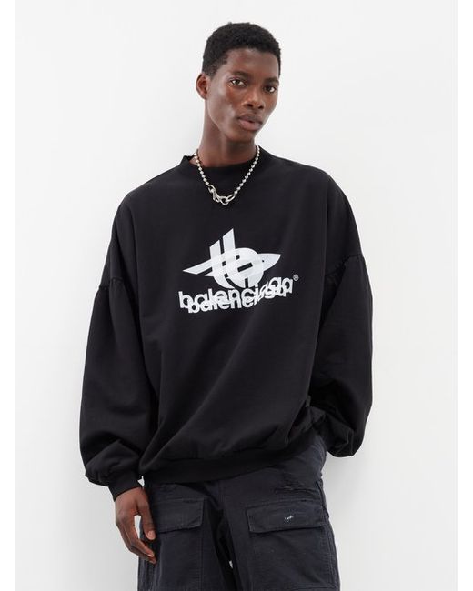 Balenciaga Oversized Logo-print Cotton-jersey Sweatshirt