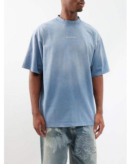 Balenciaga Logo-print Distressed Jersey T-shirt