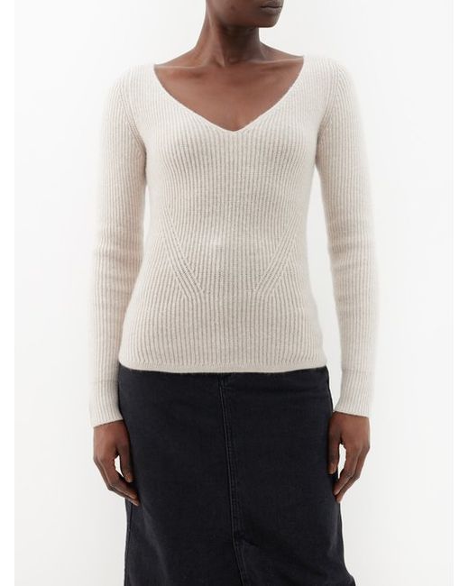 Isabel Marant Bricella V-neck Ribbed Wool-blend Sweater