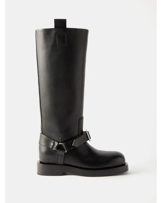 Burberry Saddle Buckled Leather Knee-high Boots