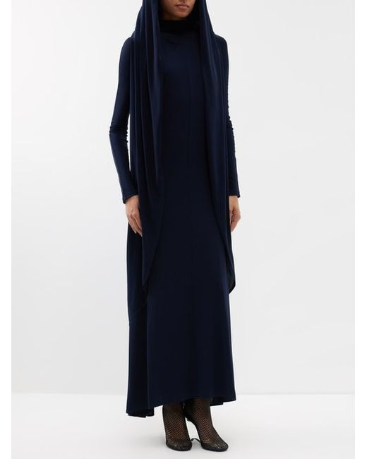 Alaïa Hooded Jersey Maxi Dress