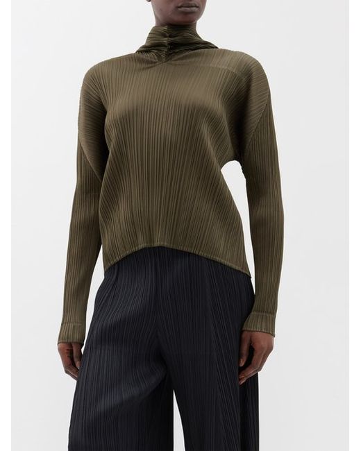 Pleats Please By Issey Miyake Hooded Technical-pleated Top