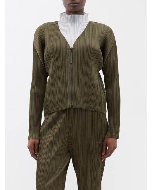 Pleats Please By Issey Miyake Technical-pleated Zipped Cardigan