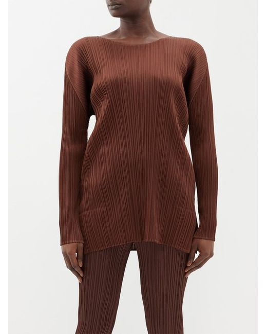 Pleats Please By Issey Miyake Boat-neck Technical-pleated Top