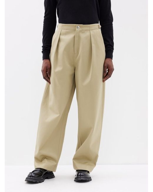Burberry Strap-accented Cotton-twill Wide-leg Trousers