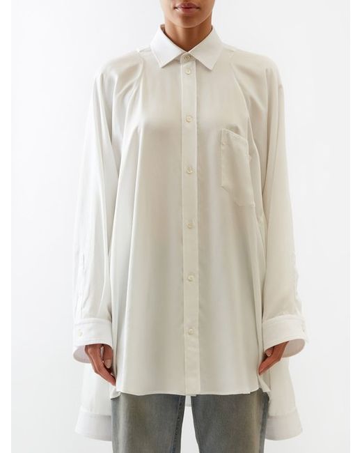 Balenciaga Oversized Knotted-sleeve Twill Shirt