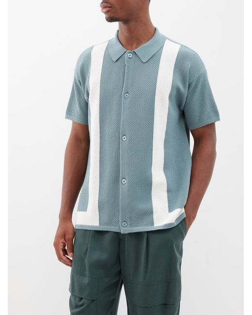 Frescobol Carioca Barretos Pointelle-knit Short-sleeve Shirt