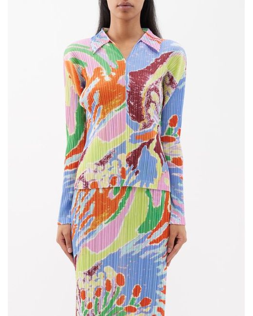 Pleats Please By Issey Miyake Printed Technical-pleated Shirt
