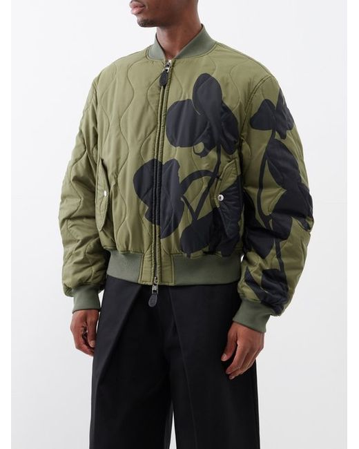 Alexander McQueen Orchid-print Quilted Shell Bomber Jacket