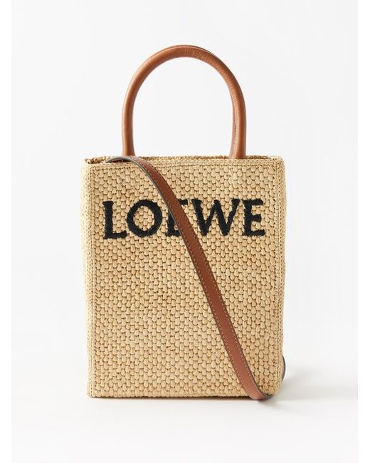Loewe A5 Logo-jacquard Raffia Leather-trim Tote Bag