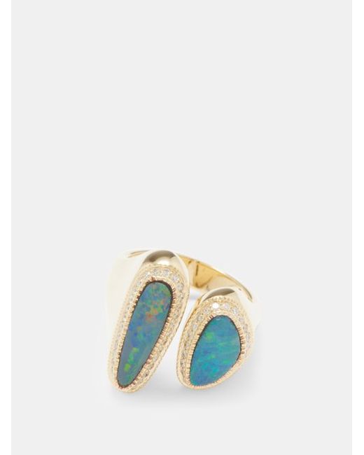 Jacquie Aiche Duo Diamond Opal 14kt Gold Ring
