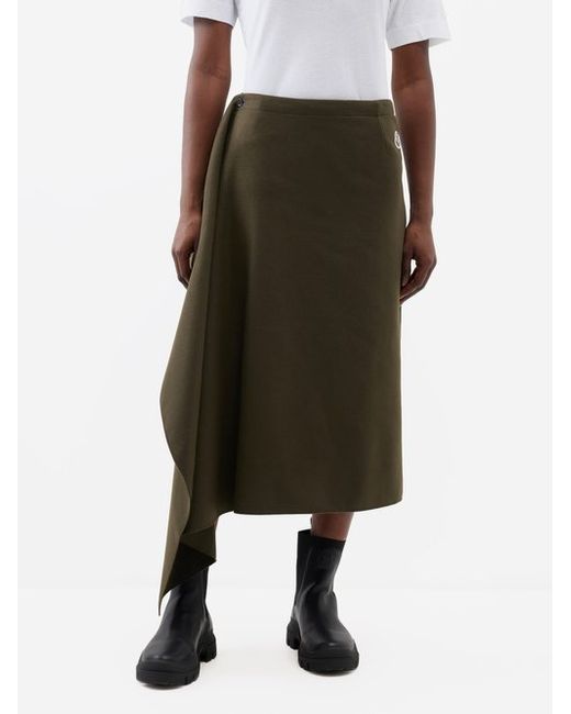 Moncler Asymmetric Wool-blend Midi Skirt