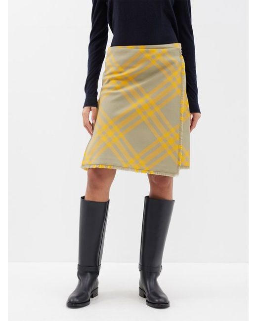 Burberry Asymmetric Checked Wrap Skirt