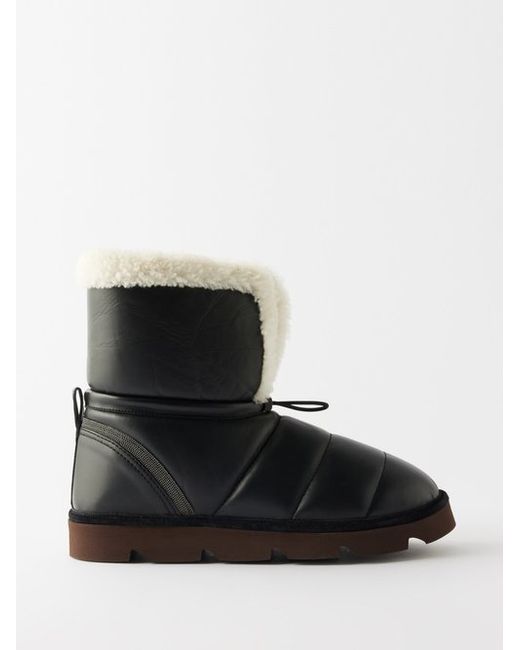 Brunello Cucinelli Shearling-lined Padded Leather Boots