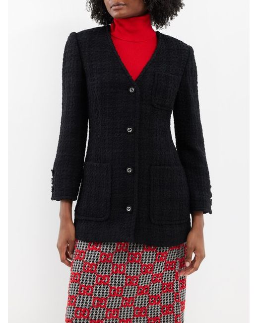 Gucci Collarless Wool-blend Bouclé-tweed Jacket