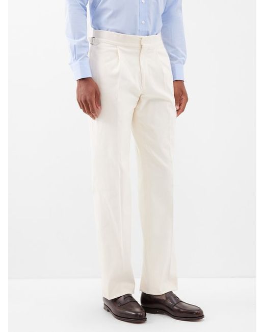 Thom Sweeney Pleated Cotton-blend Tailored Trousers
