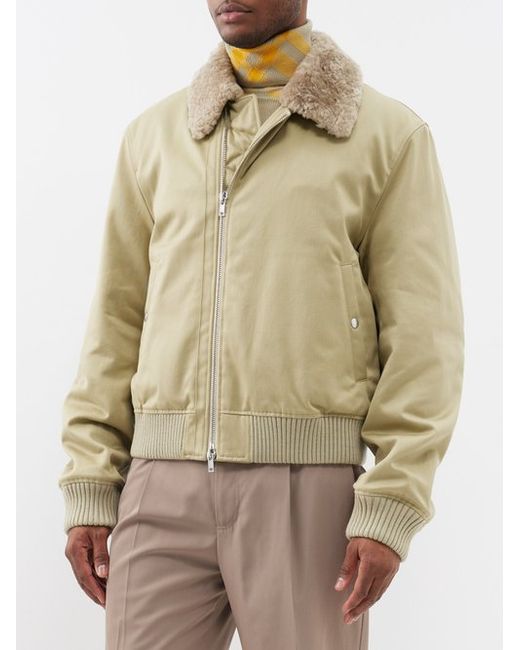 Burberry Shearling-collar Cotton Bomber Jacket
