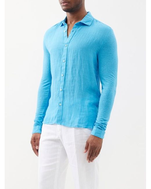 120 Lino Long-sleeved Linen-jersey Shirt