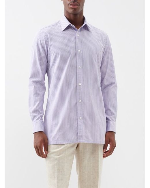 Charvet Striped Slim-fit Cotton-poplin Shirt