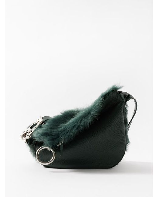 Burberry Knight Small Faux-fur And Leather Hobo Bag