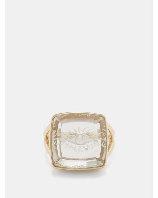 Jacquie Aiche Eye Burst Rock Crystal 14kt Gold Ring