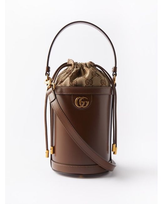Gucci Ophidia Mini Gg Supreme And Leather Bucket Bag