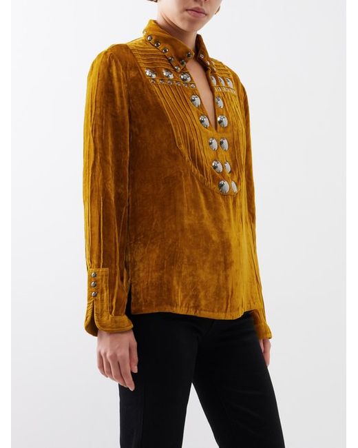 Fortela Brenda Stud-embellished Velvet Shirt