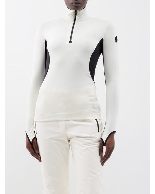 Moncler Grenoble Zip-neck Ribbed Jersey Base-layer Top