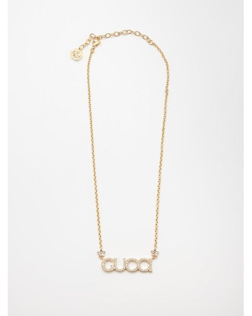 Gucci Logo-pendant Crystal-embellished Necklace