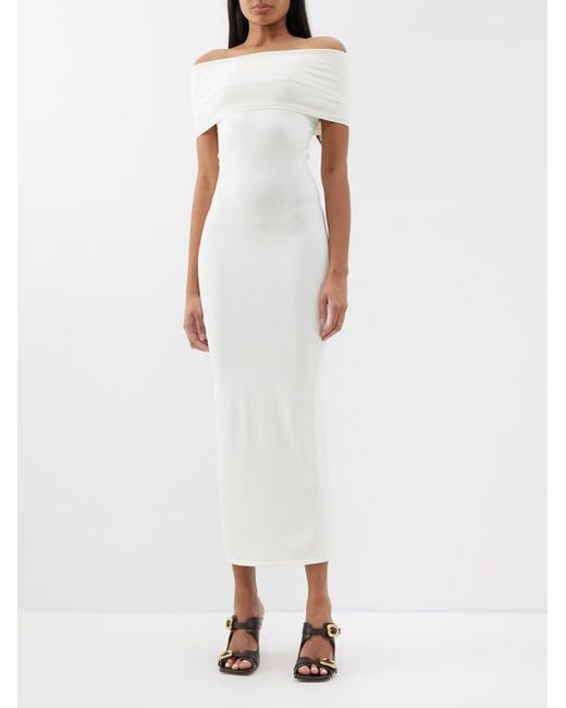 Wardrobe.Nyc Off-the-shoulder Knitted Midi Dress