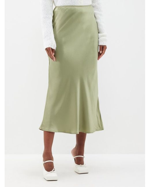 Reformation Layla Silk-satin Midi Slip Skirt