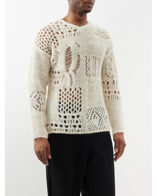 Our Legacy V-neck Crochet-knit Alpaca-blend Sweater
