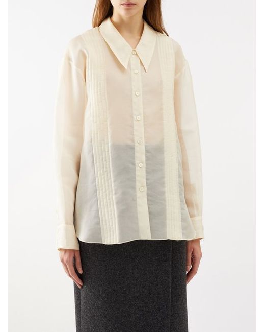 Khaite Nori Pleated Silk Shirt