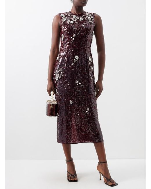Erdem Crystal-embellished Sequinned Midi Dress