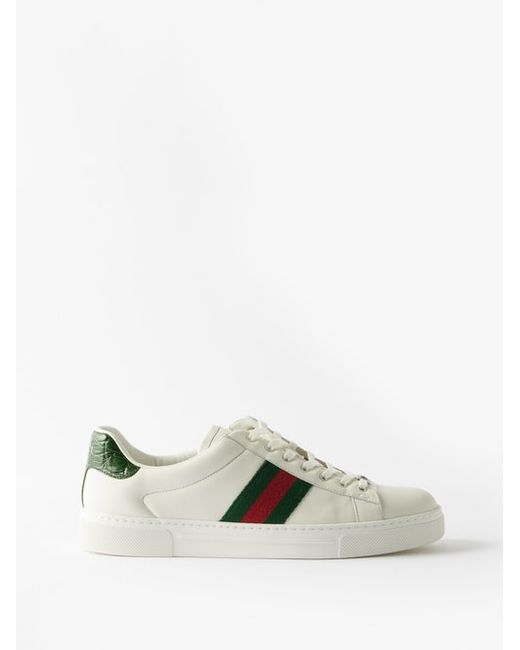 Gucci Ace Web-stripe Leather Trainers