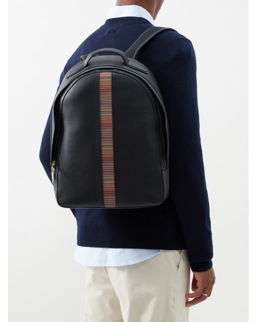 Paul Smith Signature Stripe Leather Backpack