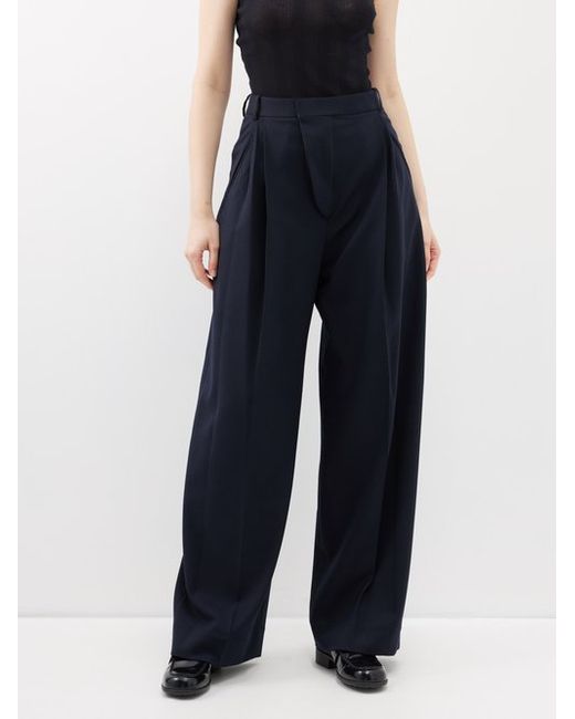 Victoria Beckham High-rise Pleated Twill Wide-leg Trousers