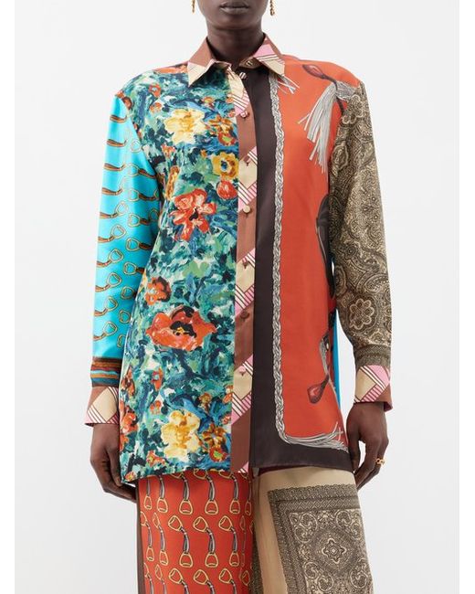 Gucci Heritage Patchwork-print Silk Shirt