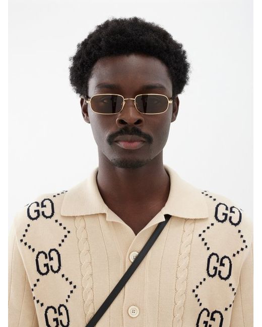 Gucci Rectangular Metal Sunglasses