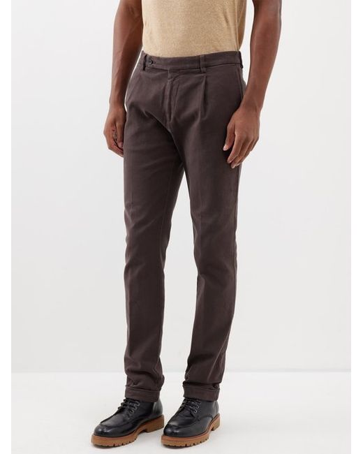 Thom Sweeney Single-pleat Brushed Cotton-blend Chinos