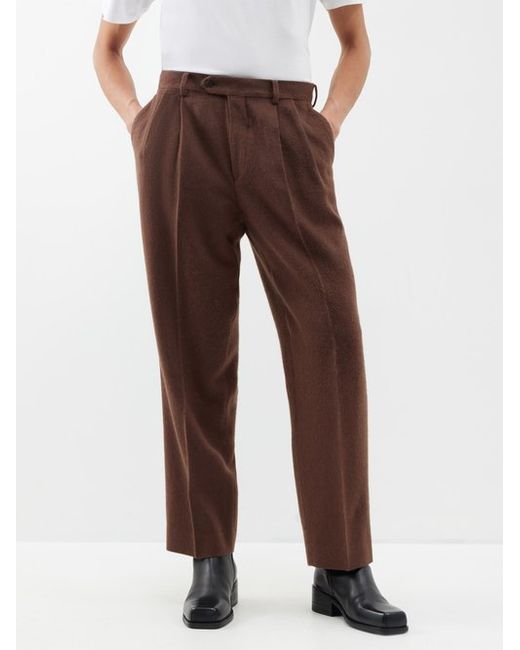 Auralee Pleated Camel-flannel Trousers