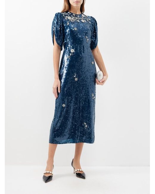 Erdem Crystal-embellished Sequinned Midi Dress